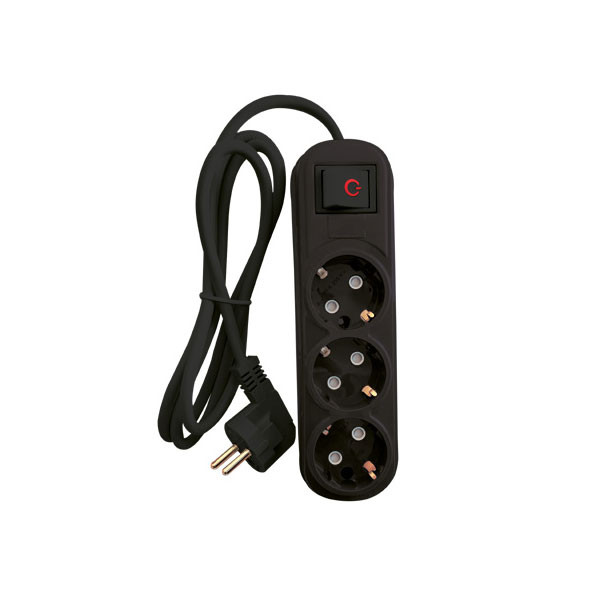 MULTIPLUG ТRIPLE 2M H05VV-F 3G1.5MM2, BLACK                                                                                                                                                                                                                    