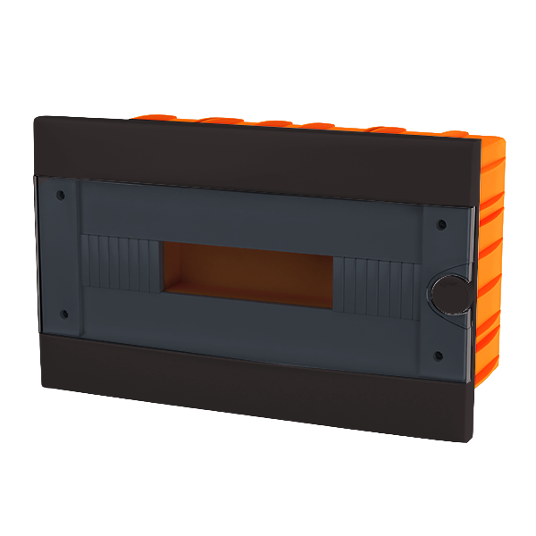 PLASTIC BOX FOR FLUSH MOUNTING 16 WAY (1X16), BLACK                                                                                                                                                                                                            