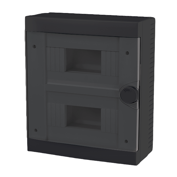 PLASTIC BOX FOR SURFACE MOUNTING 16 WAY (2X8), BLACK                                                                                                                                                                                                           